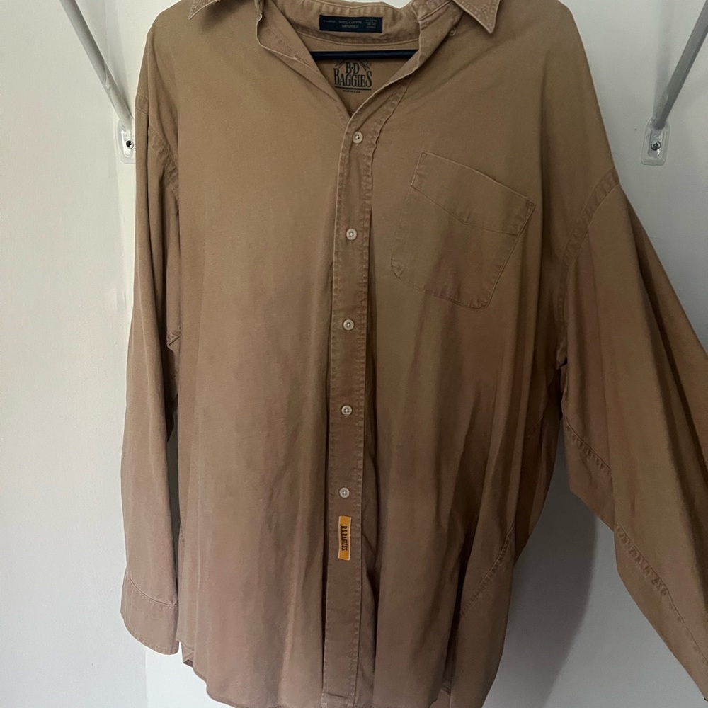 B.D. Baggies Tan Casual Button Down Shirt Relaxed Fit